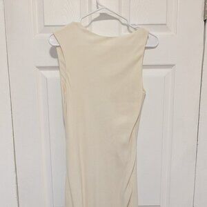 VTG Vera Wang Silk Sleeveless Wedding Dress Size 10 Bateau Neck Cream Ruched